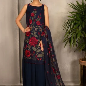 Bareeze - 3PC Linen Heavy Embroidered Shirt With Embroidered Bamber Chiphon Dupatta