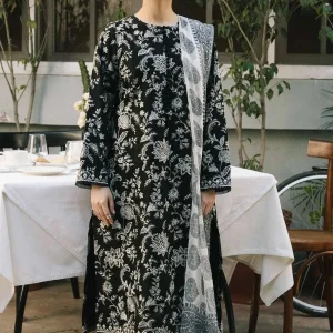 Zahra shah jahan - 3PC Linen Embroidered Shirt with Organza Printed Dupatta