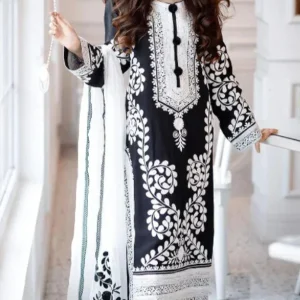 Zarkash - 3PC Lawn Embroidered Shirt with Bamber Chiffon Embroidered Dupatta