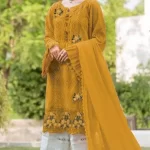 Maria B 3PC Lawn Chicken Kari Heavy Embroidered Shirt With Bamber Chiffon Embroidered Dupatta