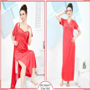 Tee Dot 2-pieces Bridal Nightwear With Lace For Girls & Women - Peach