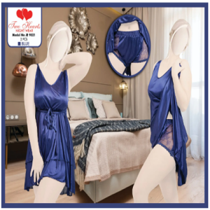 Girls wear 2-Piece Silk Nightwear Cami style For Girls & Women - Blue