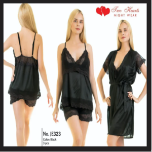 Two Hearts 3 Pieces Silk Nightwear & Lingerie Women & Girls