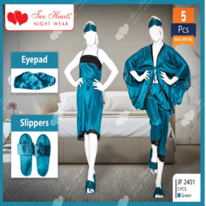 Two Hearts 5 Piece Silk Nightwear & Lingerie For Girls & Women - Purple