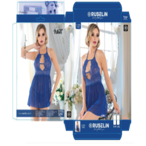 Ruselin V-Neck Transparent 2-Peices Turkish Nightwear