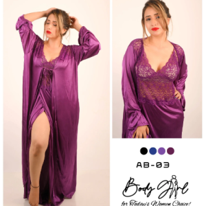 Body Girl 2-Pieces Long Camisole & Gown For Girls & Women - Black