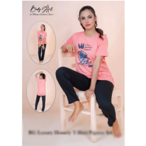 Body Girl 2-Pieces Summer T-shirt & Pajama Hosiery Nightwear For Girls & Women