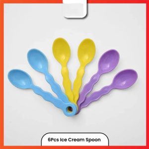 6PC Plastic Ice-cream Feeding Spoon For Kids