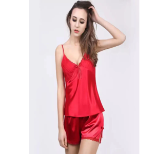 Two Hearts 2-Piece Silk Nightwear & Lingerie For Girls & Women - Maroon