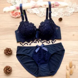 Elegant Lace Lingerie Set Midnight Blue